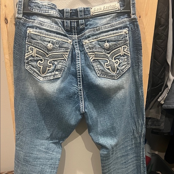 Rock Revival Denim - Rock Revival Faded Blue Straight Leg Jeans